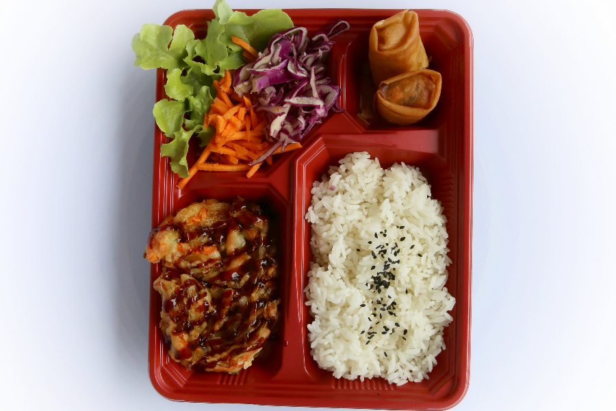 Vegetarian tempura hot food bento