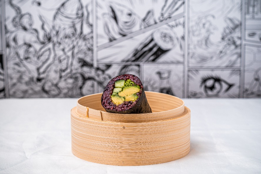 Avocado cucumber black rice sushi roll (V) (GF)