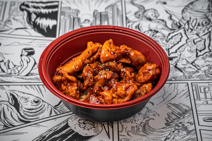 Spicy chicken karaage hot rice bowl