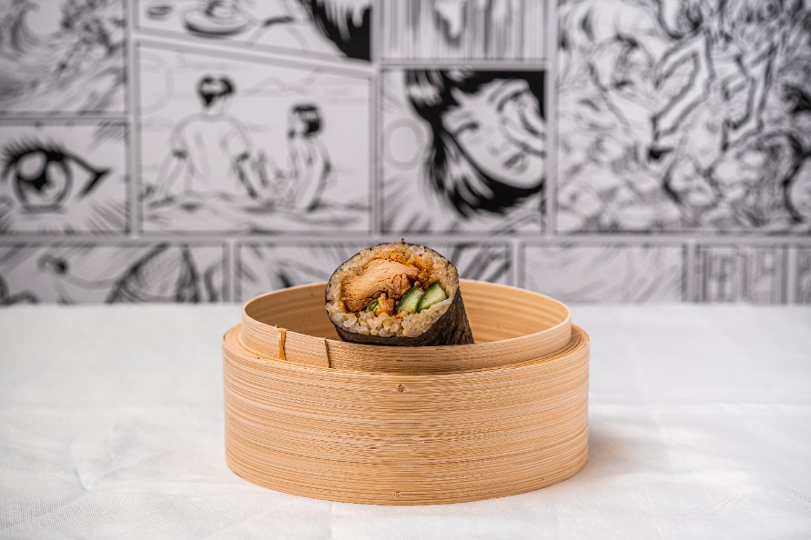 Teriyaki chicken brown rice sushi roll