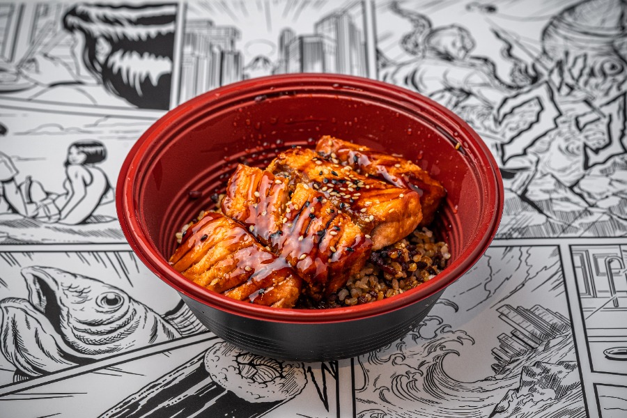 Teriyaki salmon hot rice bowl